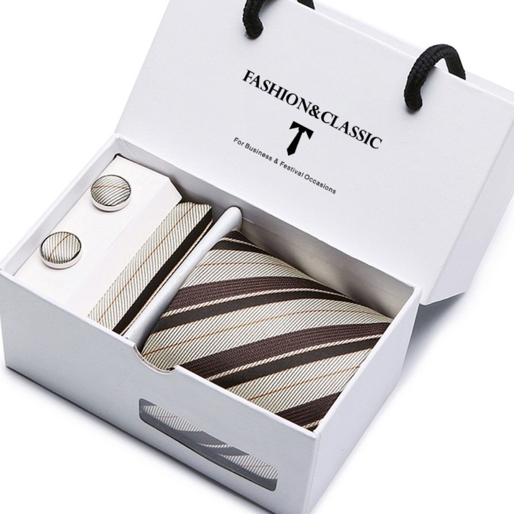 Neck Tie Set Box - Luxuriöse gewebte Seiden-Jacquard-Krawatte, klassisches, elegantes Paisley-Krawatten-Set,